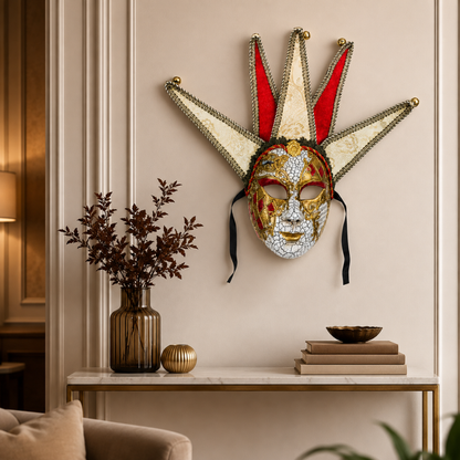 Golden & Red Volto Full Face Greek Fancy Mask