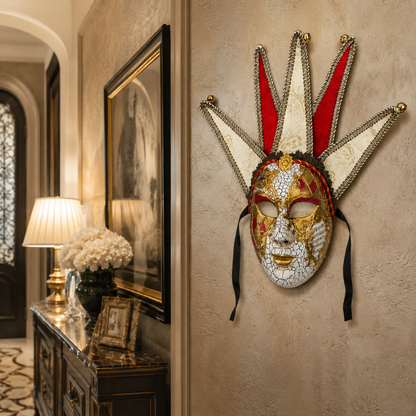Golden & Red Volto Full Face Greek Fancy Mask