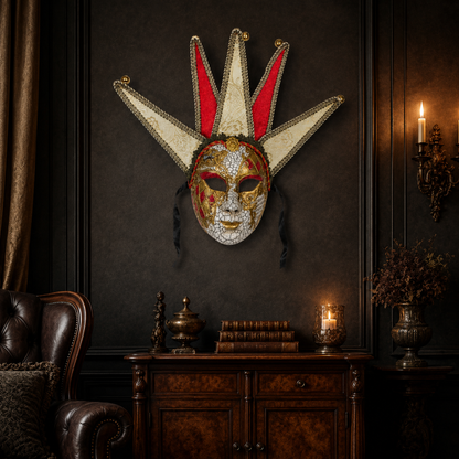Golden & Red Volto Full Face Greek Fancy Mask
