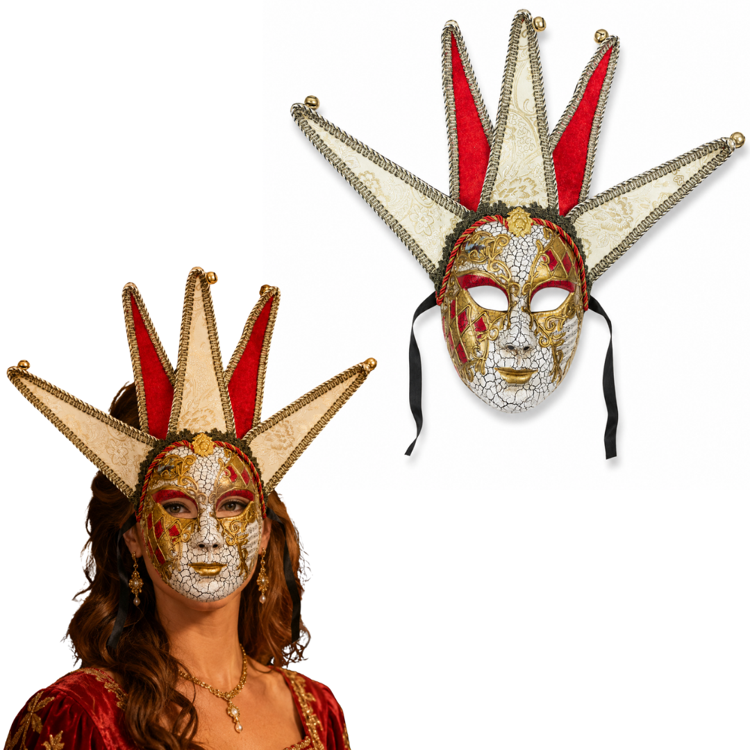 Golden & Red Volto Full Face Greek Fancy Mask