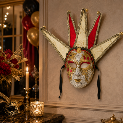 Golden & Red Volto Full Face Greek Fancy Mask