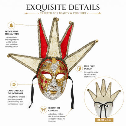 Golden & Red Volto Full Face Greek Fancy Mask