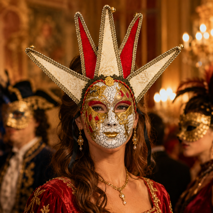 Golden & Red Volto Full Face Greek Fancy Mask