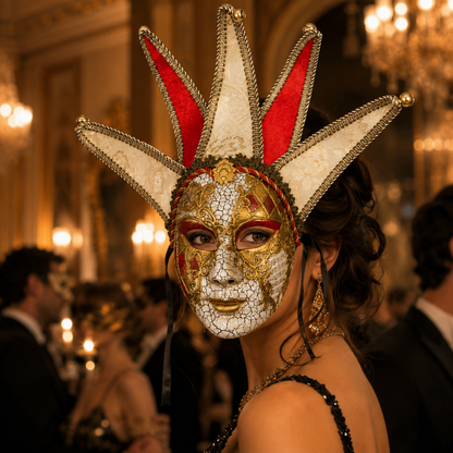 Golden & Red Volto Full Face Greek Fancy Mask