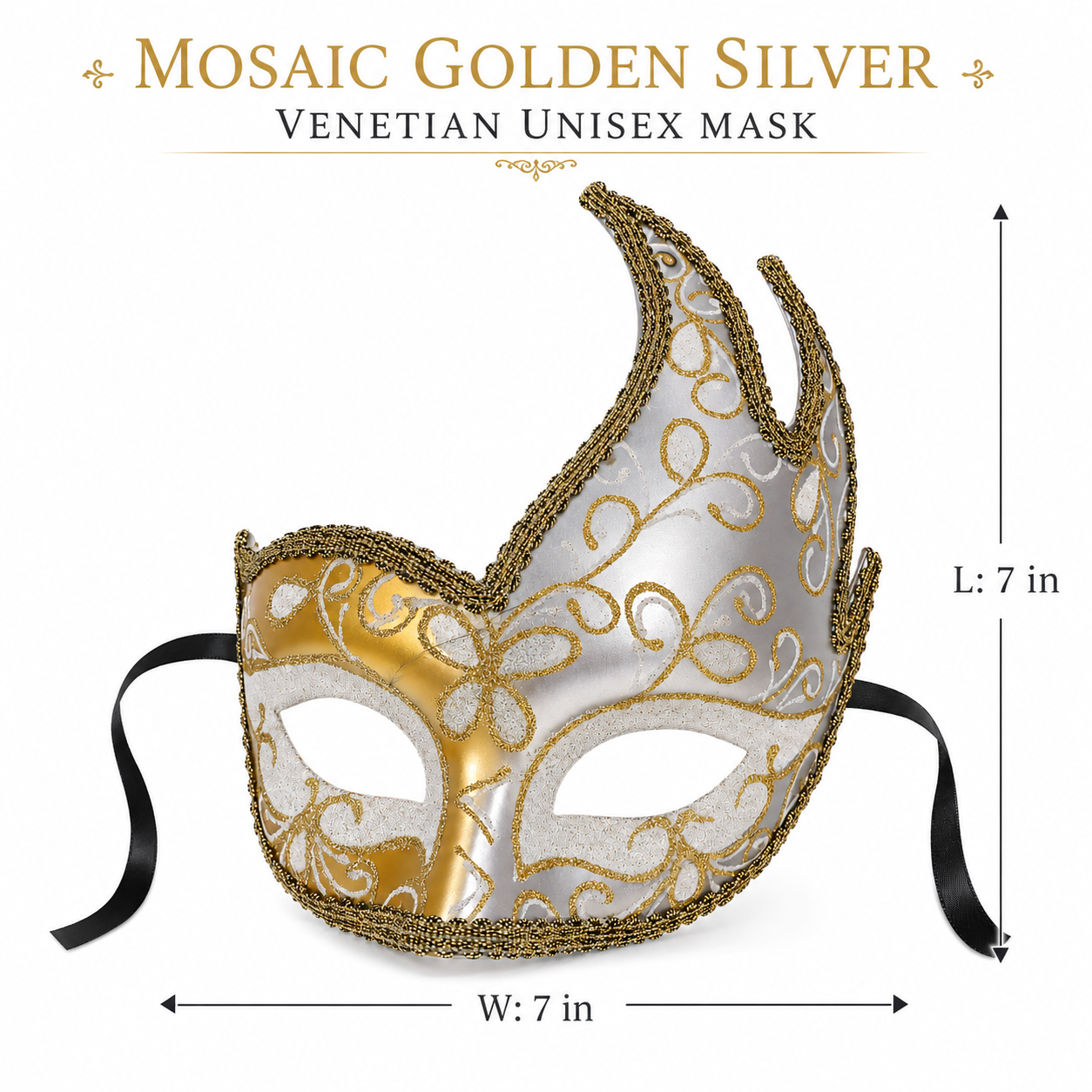 Mosaic Golden Silver Venetian Unisex Mask