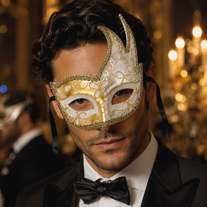 Mosaic Golden Silver Venetian Unisex Mask