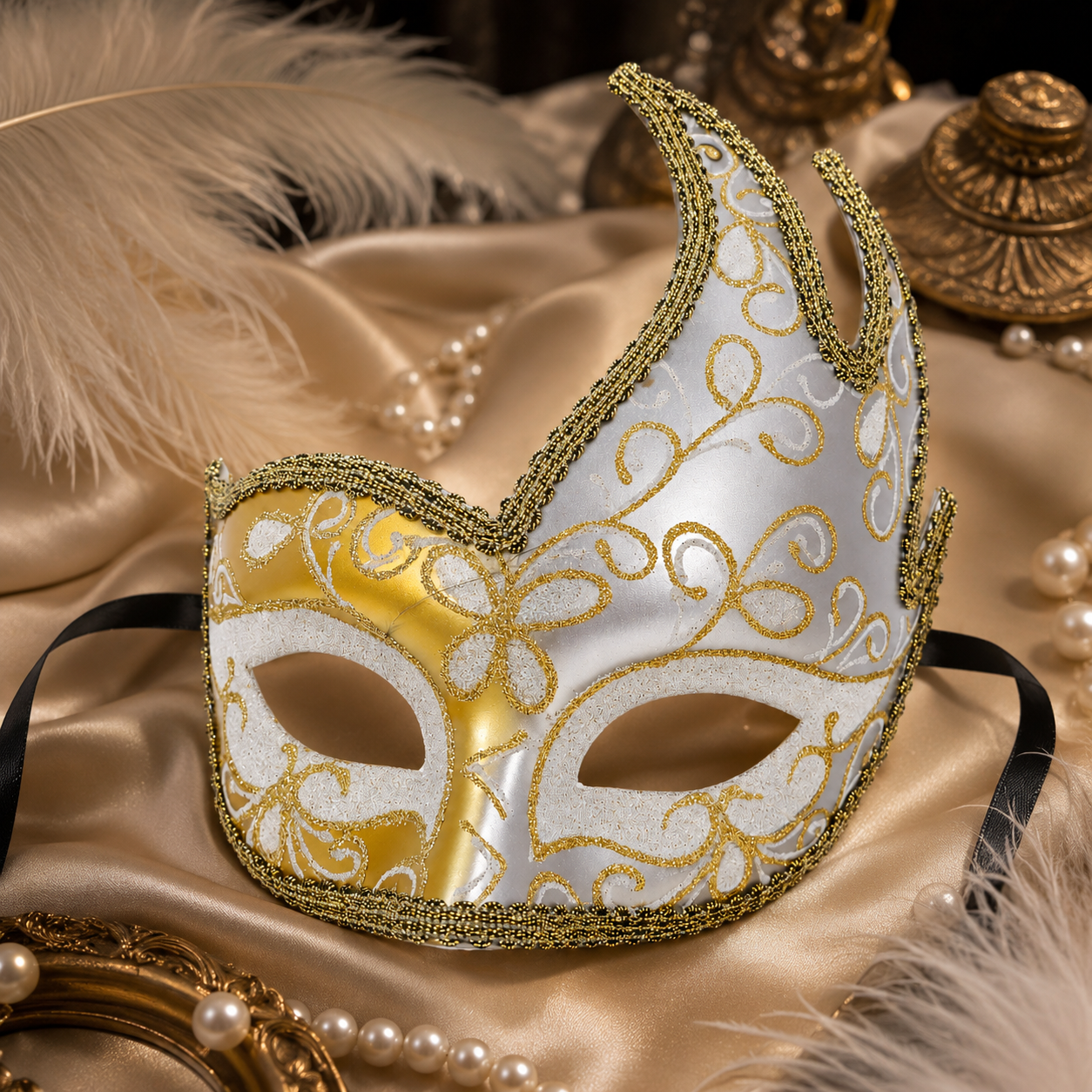 Mosaic Golden Silver Venetian Unisex Mask