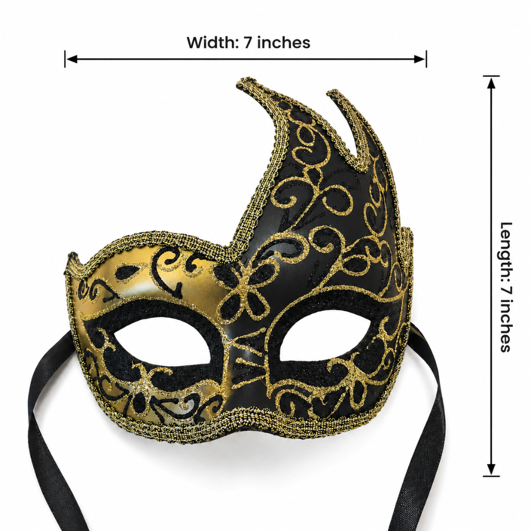 Midnight Elegance Golden Black Venetian Unisex Mask