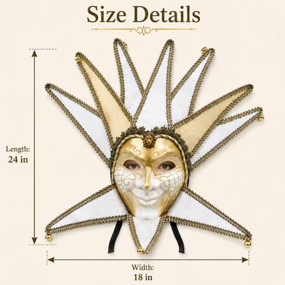 White & Gold Volto Full Face Venetian Fancy Mask