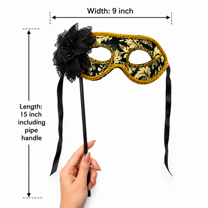 Hand Holding Mask Black & Gold