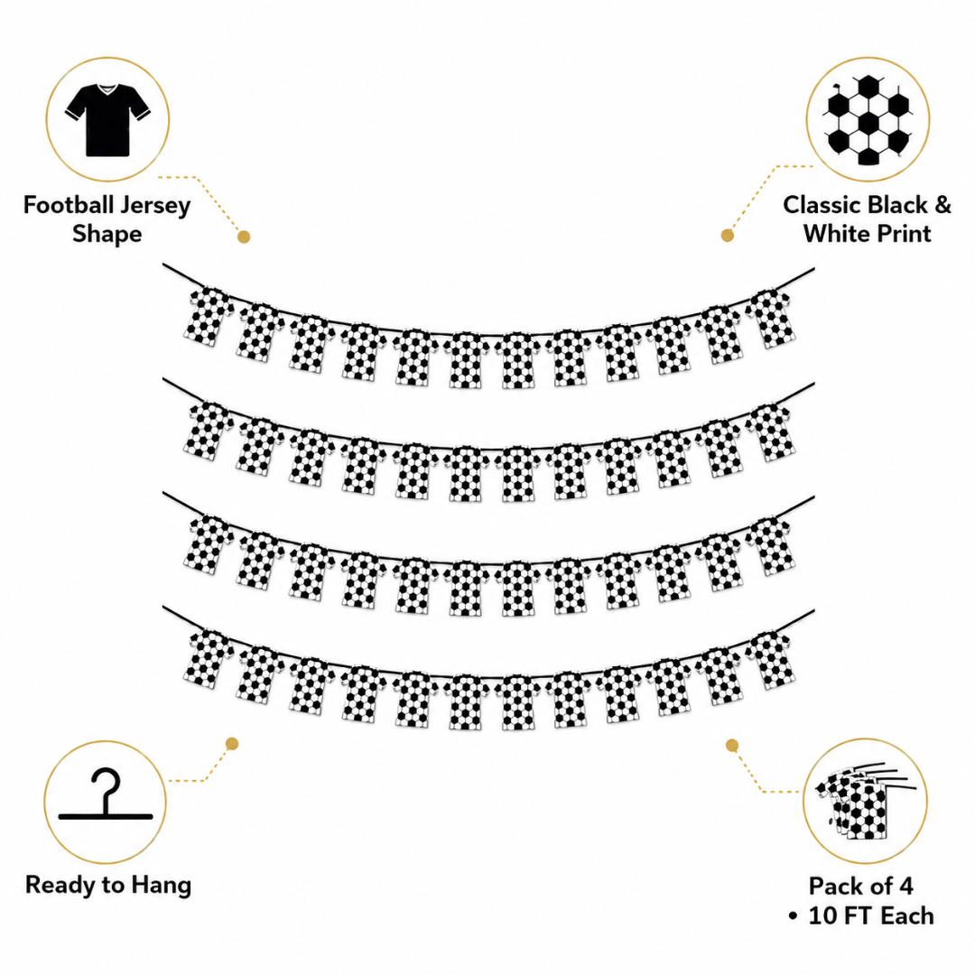 "Football Jersey Bunting Banner 4 Pack 10FT - Sports Party Decor | Wanna Party" - Image 3