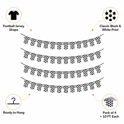 "Football Jersey Bunting Banner 4 Pack 10FT - Sports Party Decor | Wanna Party" - Image 3