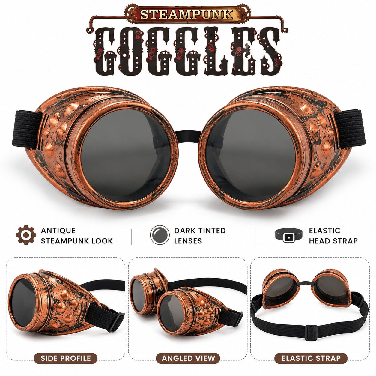 Steampunk Cosplay Glasses for Adults - 1PC
