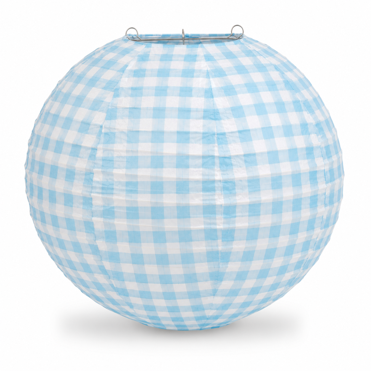 Blue Chequered Gingham Pattern Lanterns - 12 inches