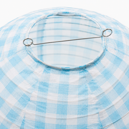 Blue Chequered Gingham Pattern Lanterns - 12 inches