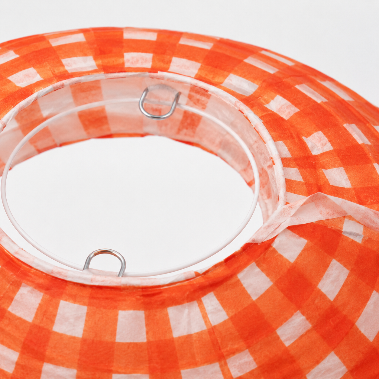 Red Chequered Gingham Pattern Lanterns - 12 inches