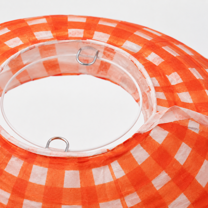 Red Chequered Gingham Pattern Lanterns - 12 inches