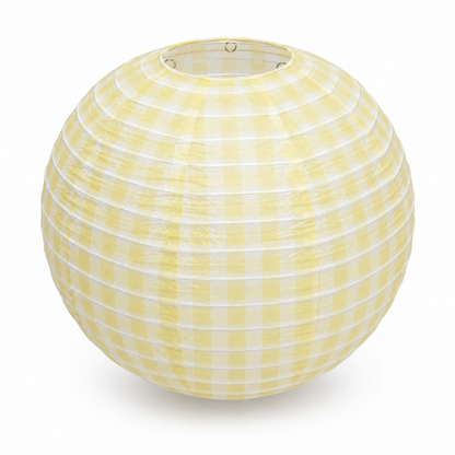 Yellow Chequered Gingham Pattern Lanterns - 12 inches