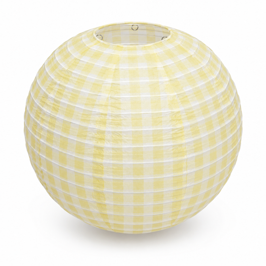 Yellow Chequered Gingham Pattern Lanterns - 12 inches