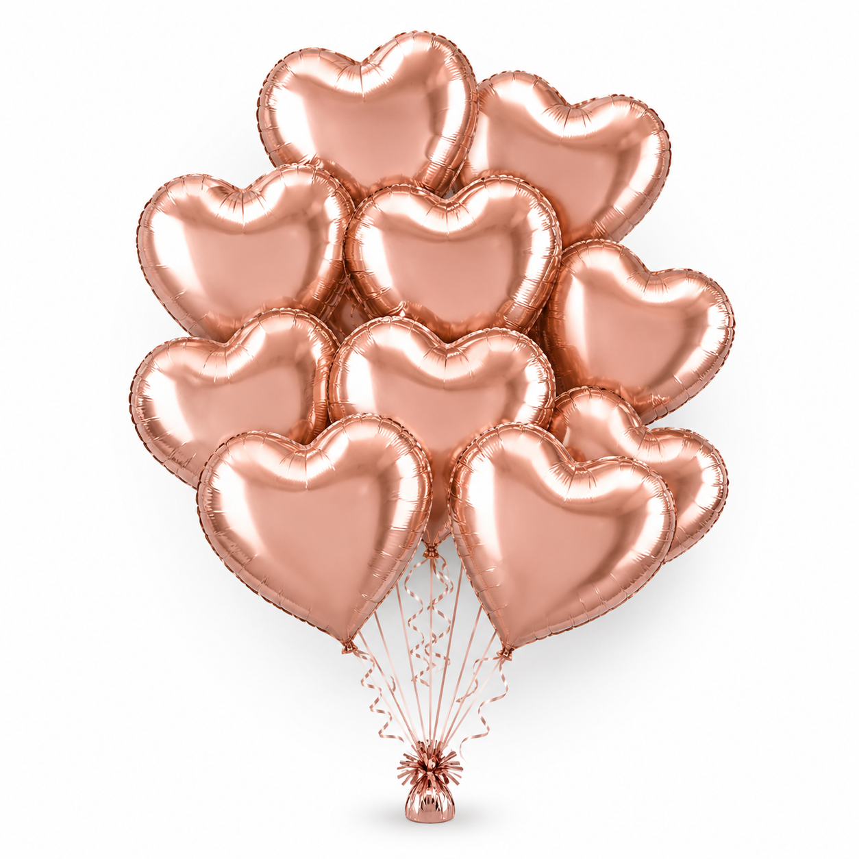Rose Gold Heart Shaped Balloons 9 inches - 10PC