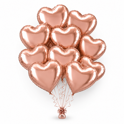 Rose Gold Heart Shaped Balloons 9 inches - 10PC