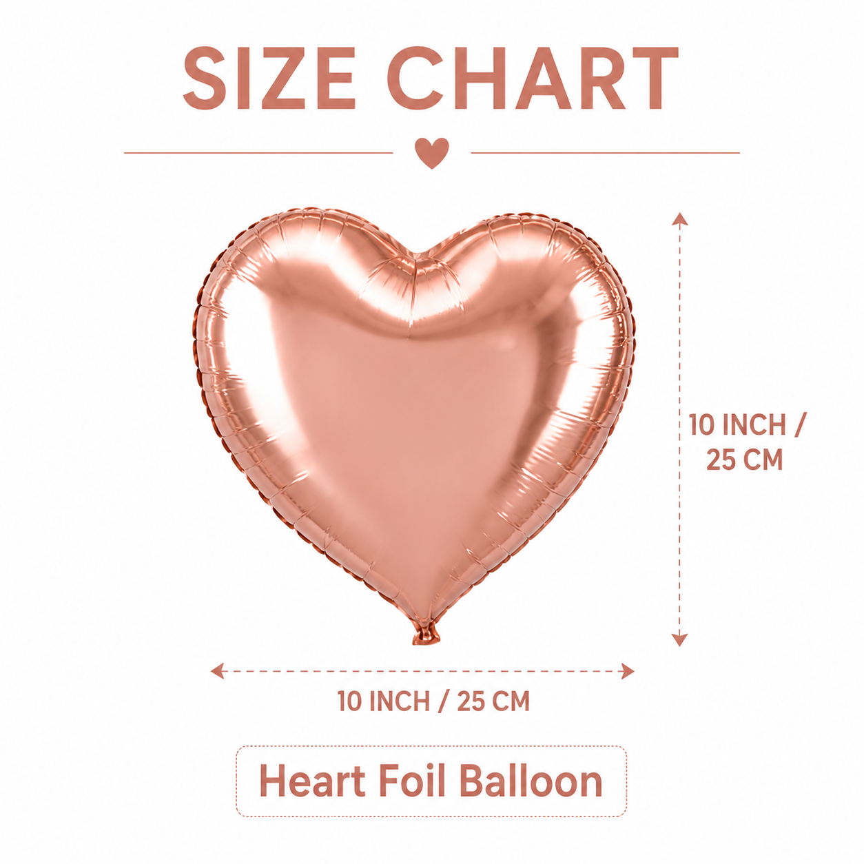 Rose Gold Heart Shaped Balloons 9 inches - 10PC