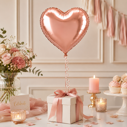 Rose Gold Heart Shaped Balloons 9 inches - 10PC