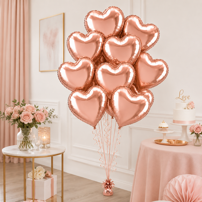 Rose Gold Heart Shaped Balloons 9 inches - 10PC