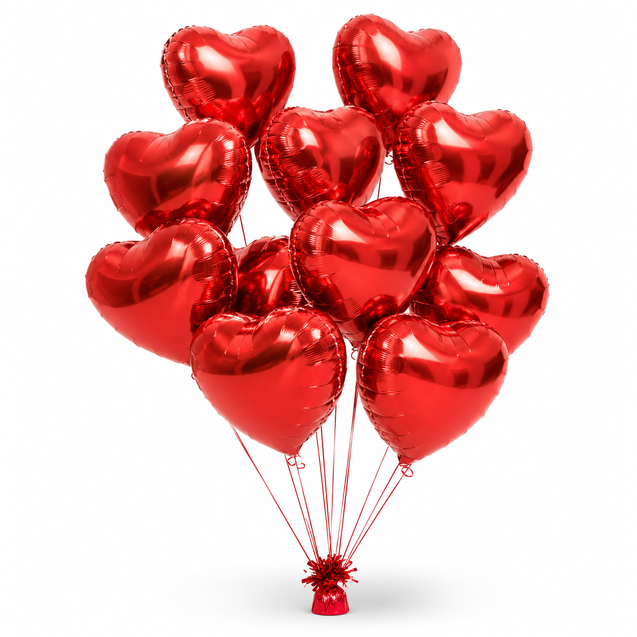 Red  Heart Shaped Helium Quality  Balloons - 10PC | 18 inches