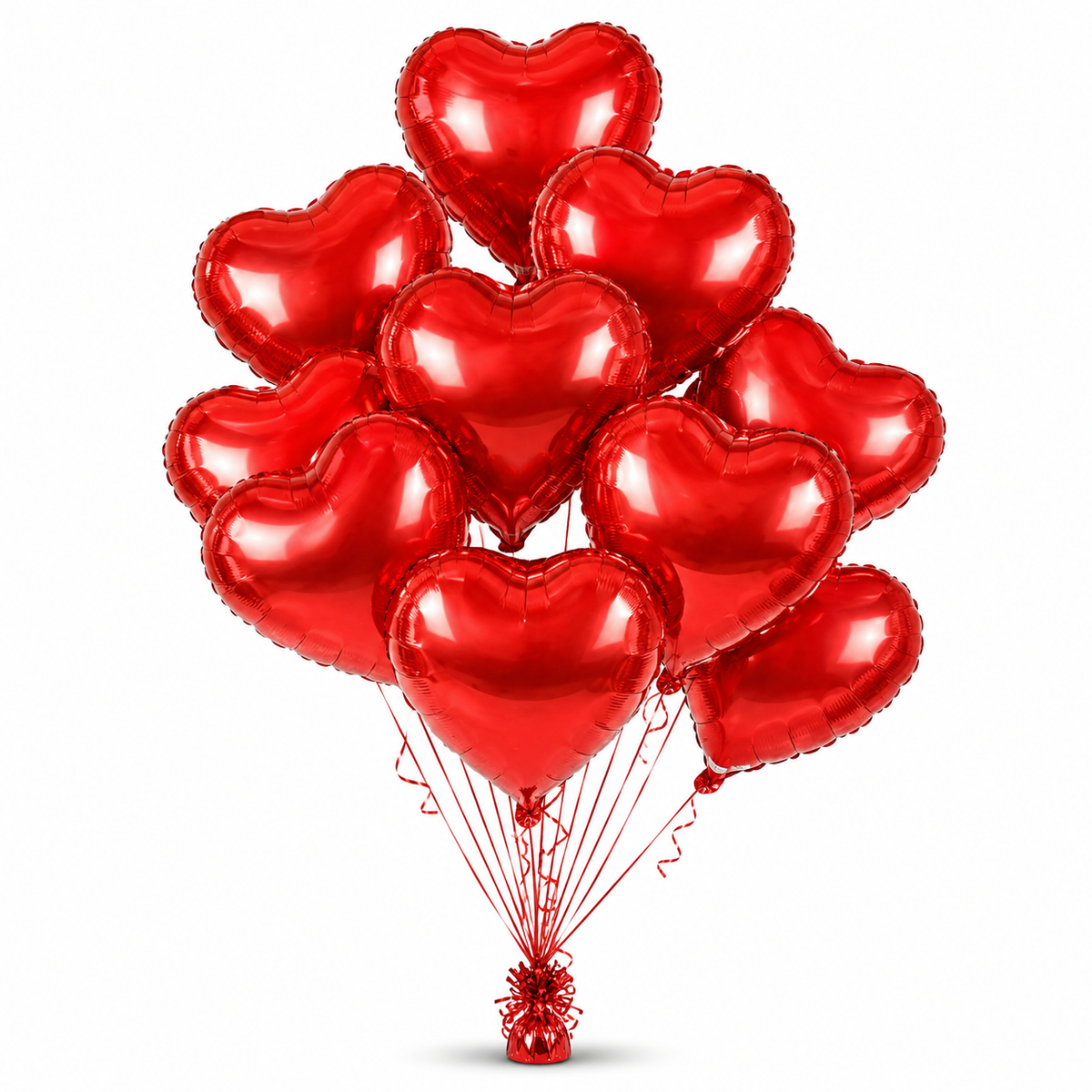 Red  Heart Shaped Helium Quality  Balloons - 10PC | 18 inches