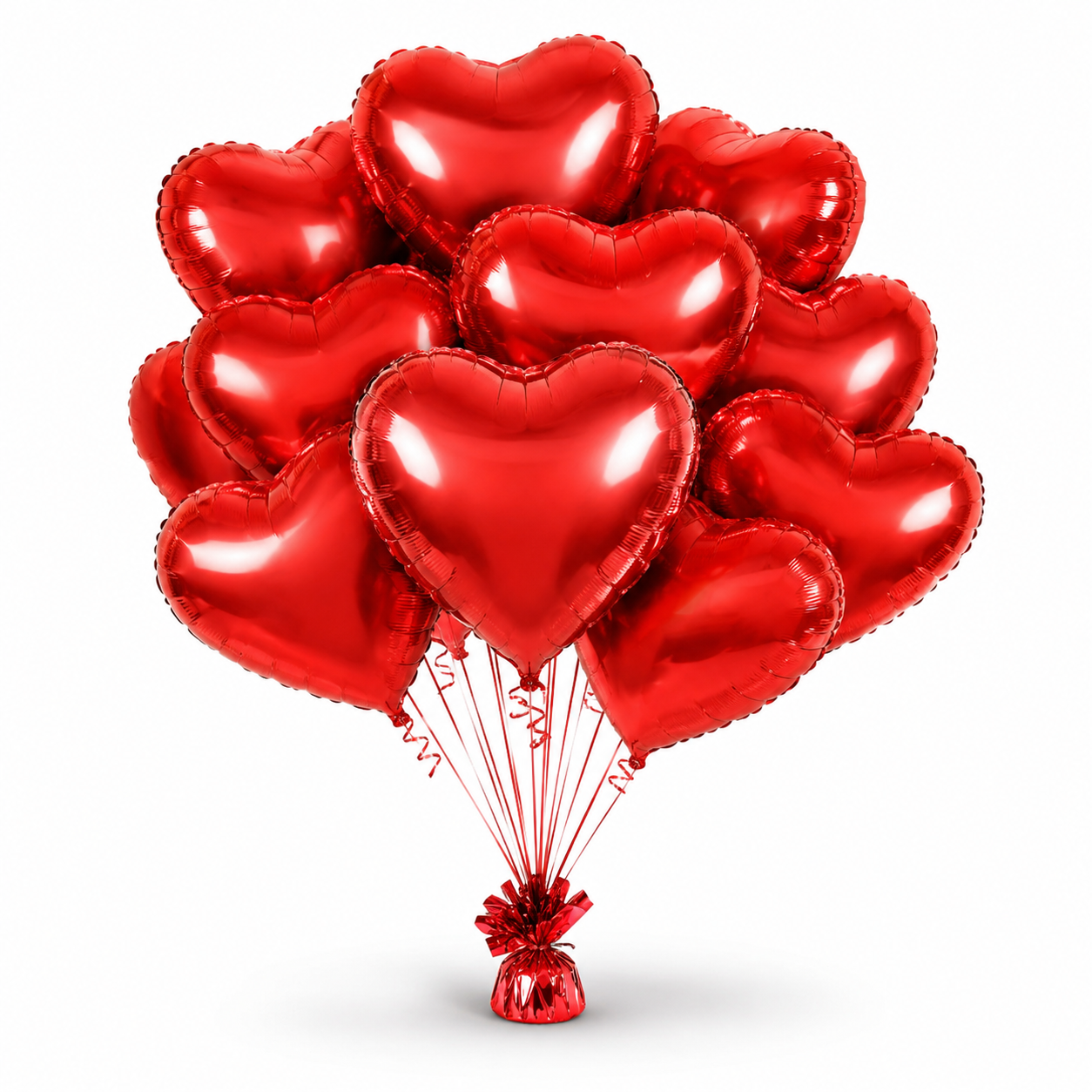 Red  Heart Shaped Helium Quality  Balloons - 10PC | 18 inches