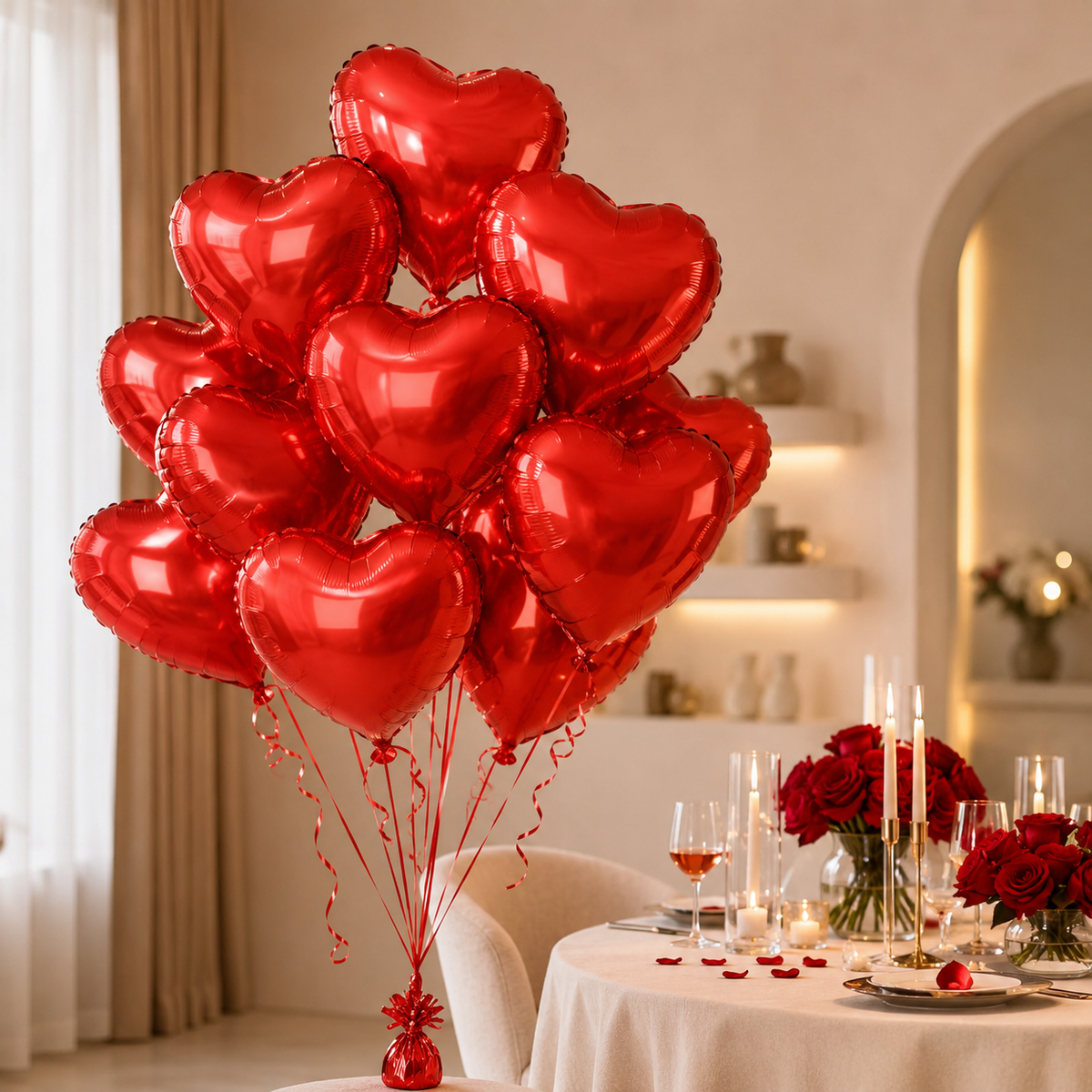 Red  Heart Shaped Helium Quality  Balloons - 10PC | 18 inches