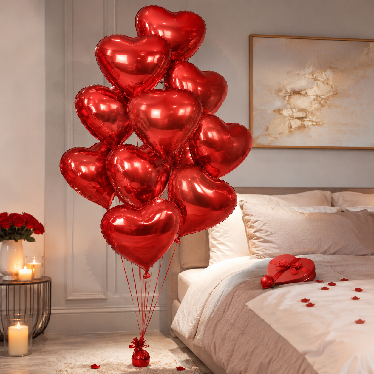 Red  Heart Shaped Helium Quality  Balloons - 10PC | 18 inches