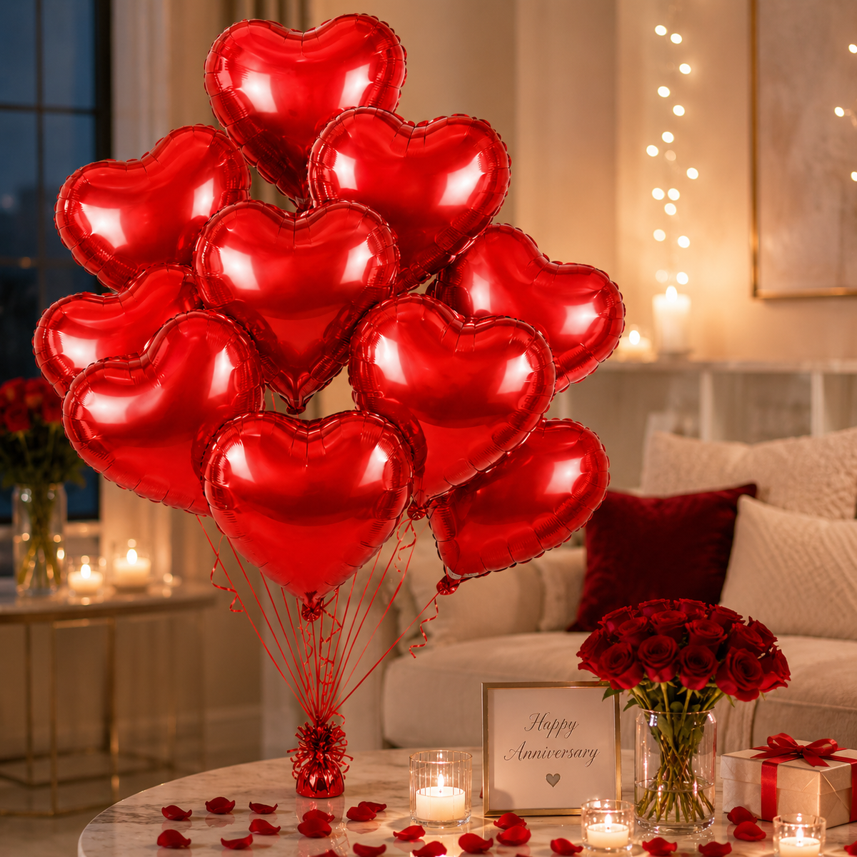 Red  Heart Shaped Helium Quality  Balloons - 10PC | 18 inches