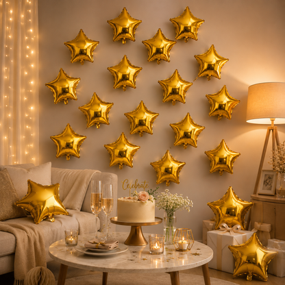 Star Shaped Golden Balloons 9 inches - 25PC
