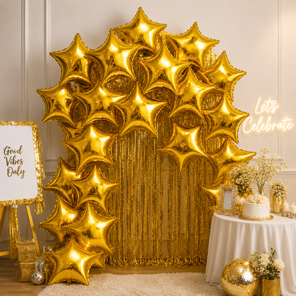 Star Shaped Golden Balloons 9 inches - 25PC