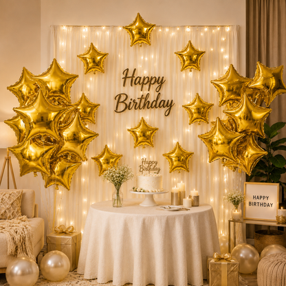 Star Shaped Golden Balloons 9 inches - 25PC