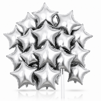 Star Shaped Silver Balloons 9 inches - 25PC