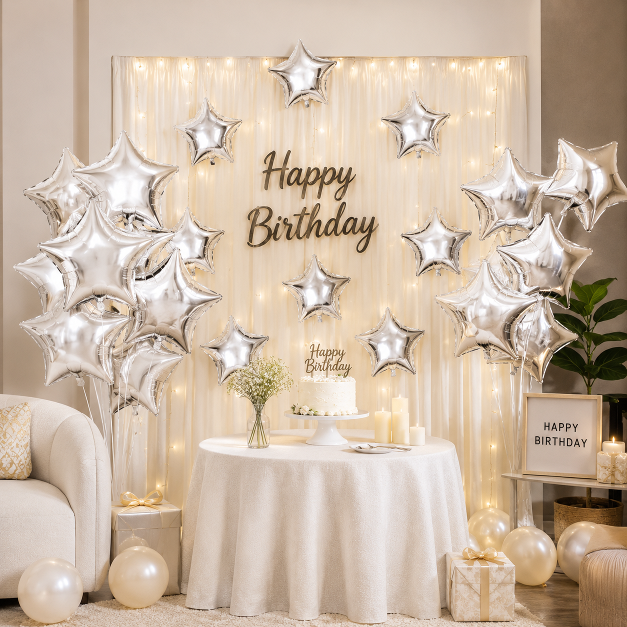 Star Shaped Silver Balloons 9 inches - 25PC