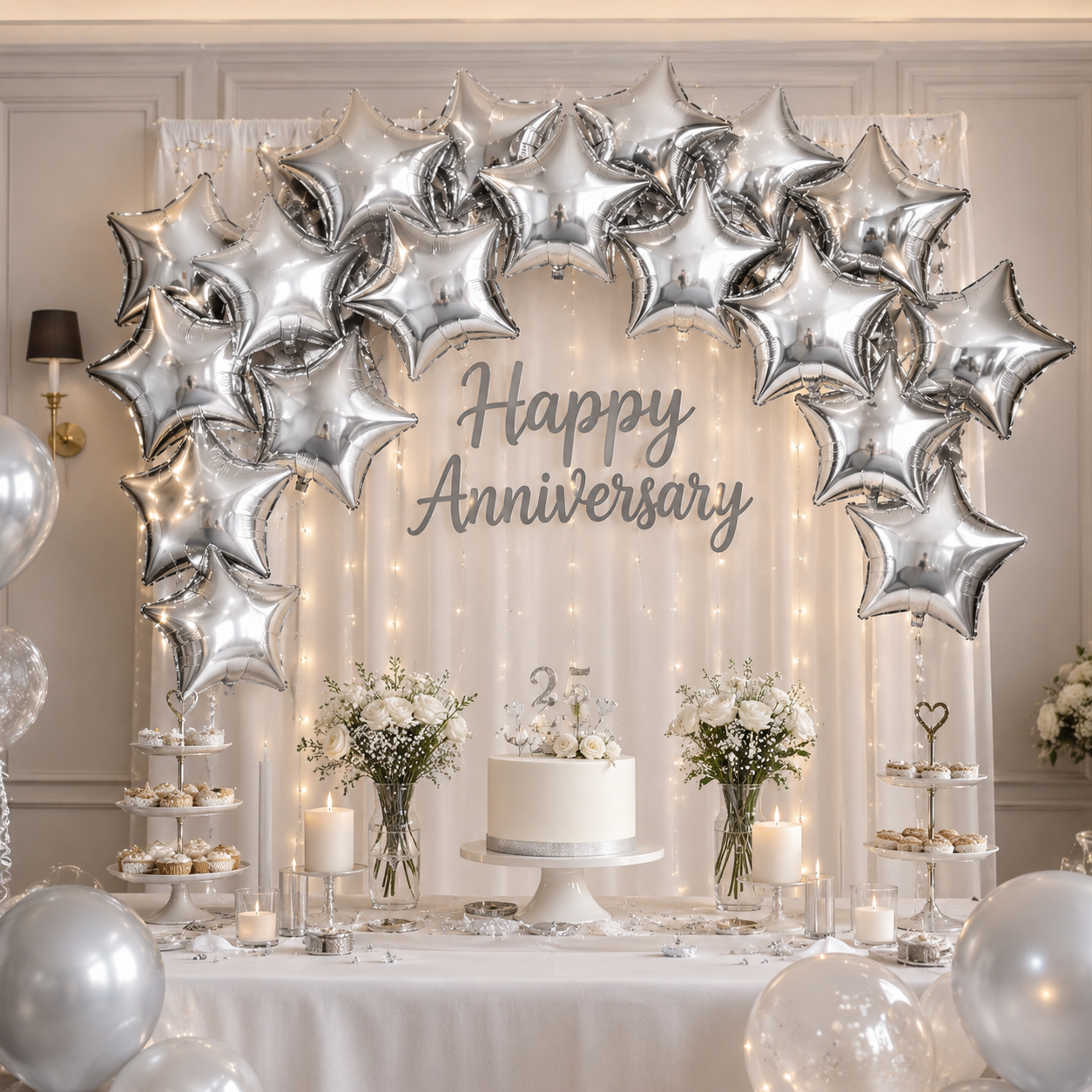 Star Shaped Silver Balloons 9 inches - 25PC