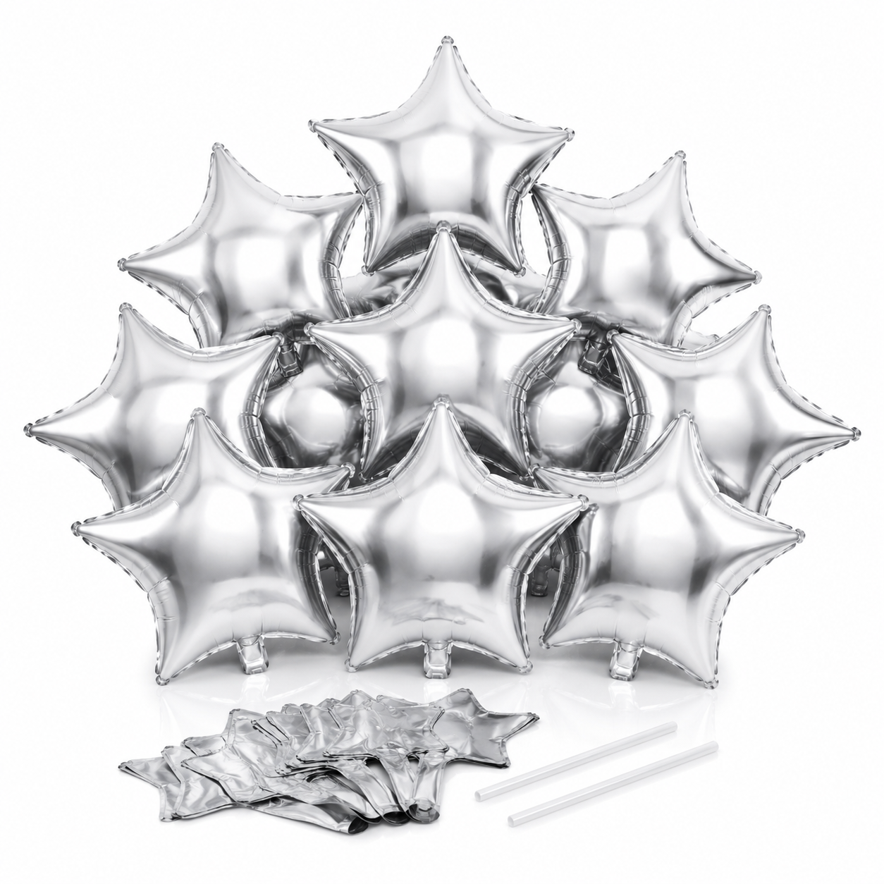 Star Shaped Silver Balloons 9 inches - 25PC