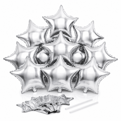Star Shaped Silver Balloons 9 inches - 25PC