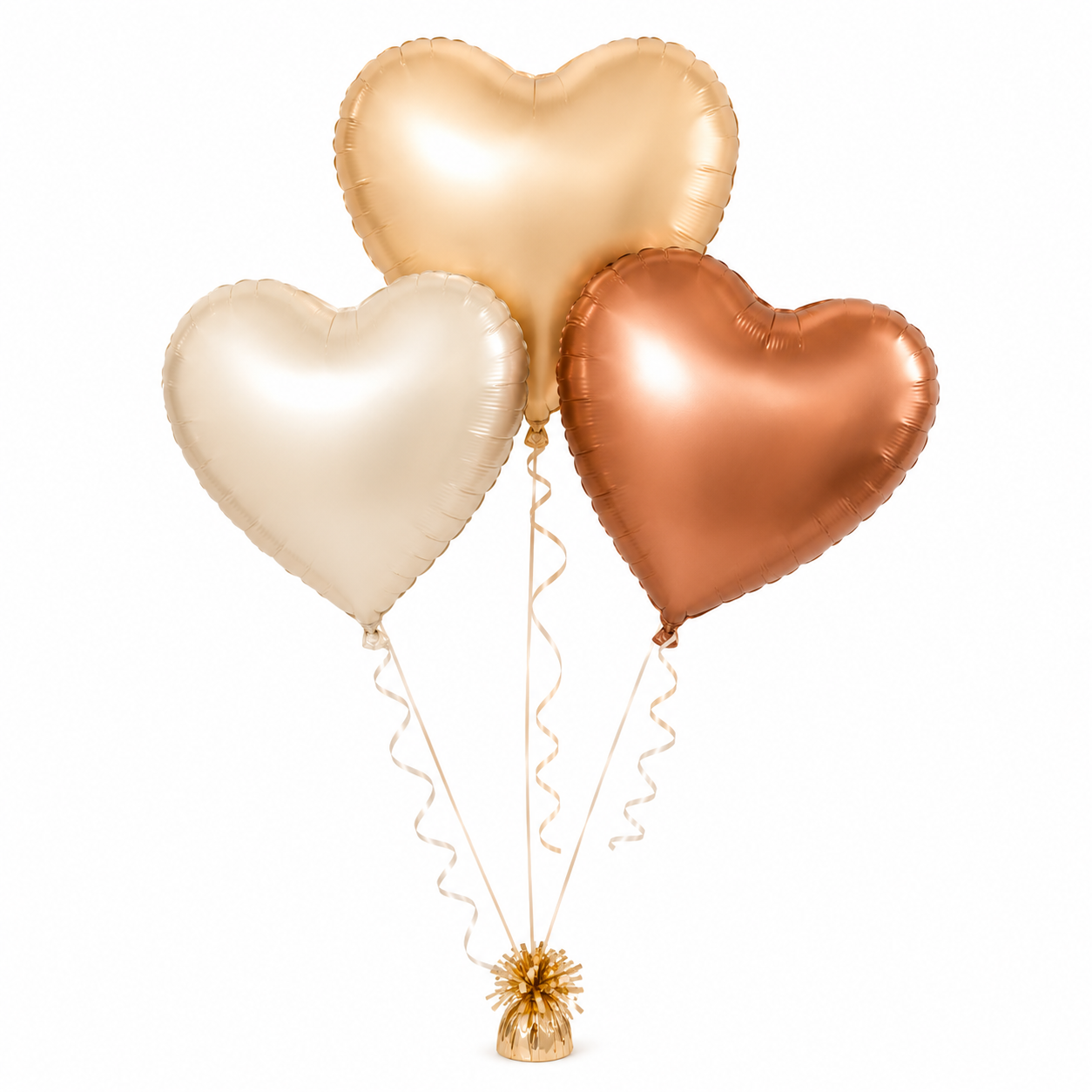Retro Caramel Coffee & Milky White Star Heart Shaped Balloons Set - 6PC