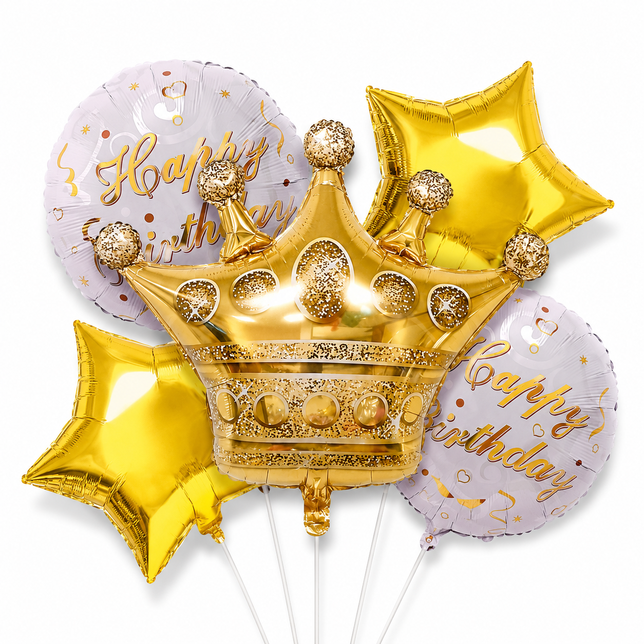Crown Shaped Happy Birthday Balloon Set - 5PC