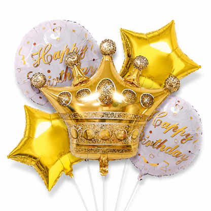 Crown Shaped Happy Birthday Balloon Set - 5PC