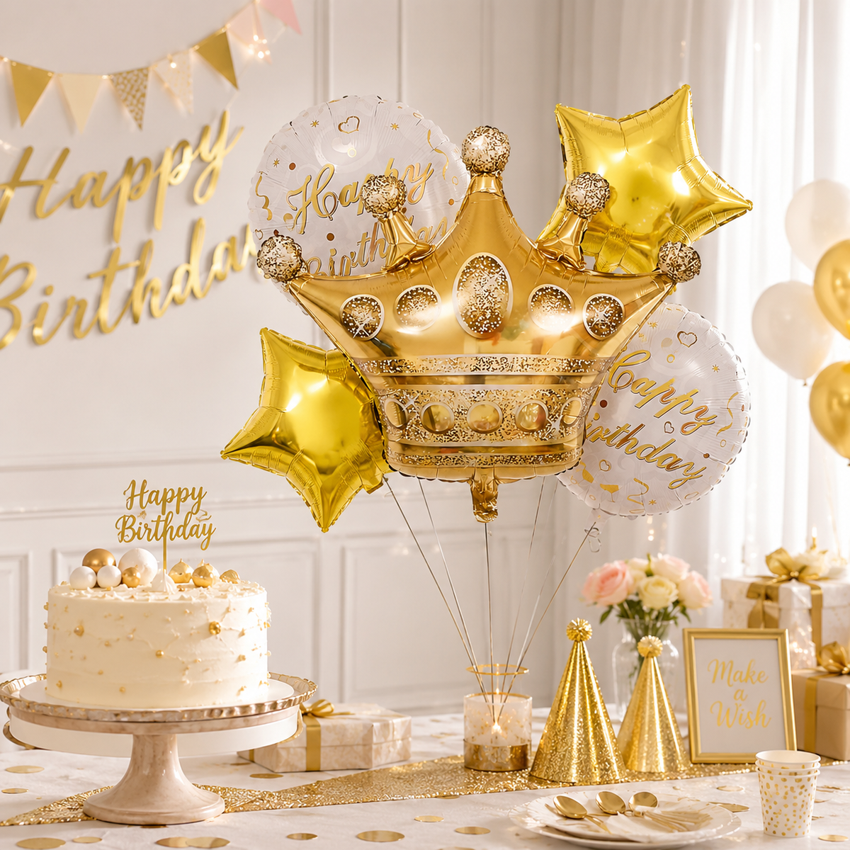 Crown Shaped Happy Birthday Balloon Set - 5PC