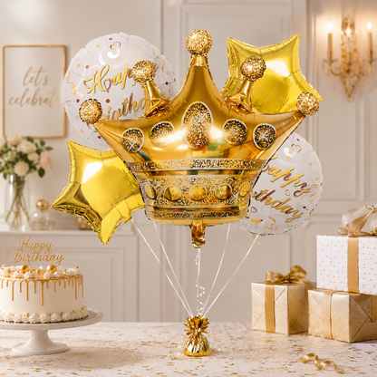Crown Shaped Happy Birthday Balloon Set - 5PC