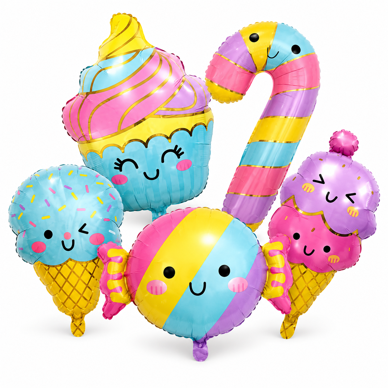 Candy & Ice Cream Shaped Foil Balloons Set - 5PC