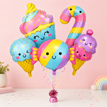 Candy & Ice Cream Shaped Foil Balloons Set - 5PC
