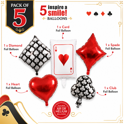 Casino Card Party Balloons Set - 5PC